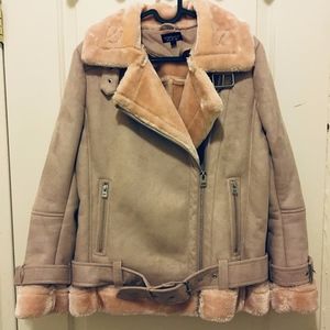 Top Shop Pink Faux Shearling Jacket.